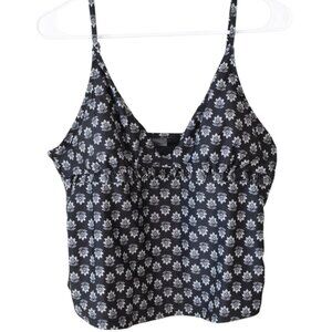 Old Navy Women’s V-Neck Ruffle-Trimmed Tankini Swim Beach Top Black Floral - XL